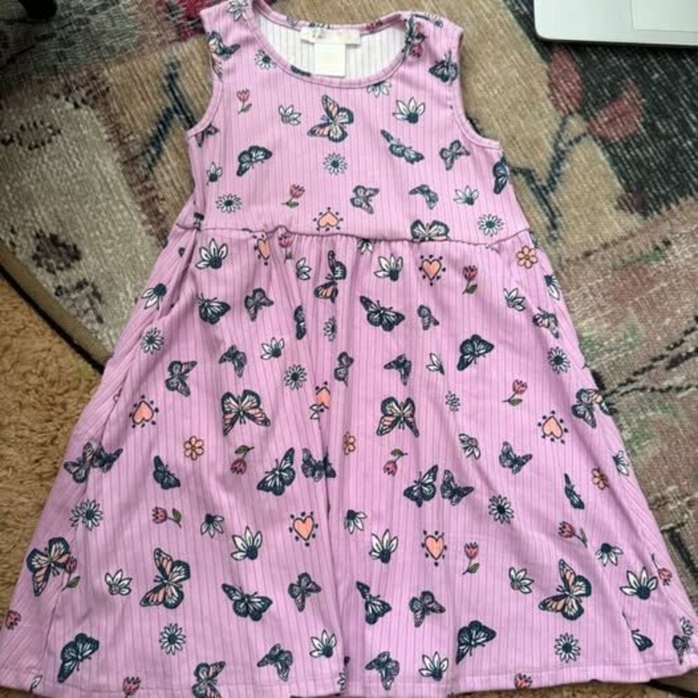Purple cute butterfly sleeveless dress Emma and Elsa size 5